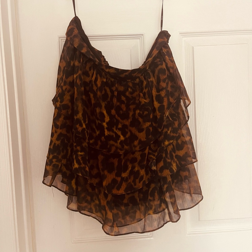 Guess Leopard Print Tiered Skirt - Picture 4 of 7